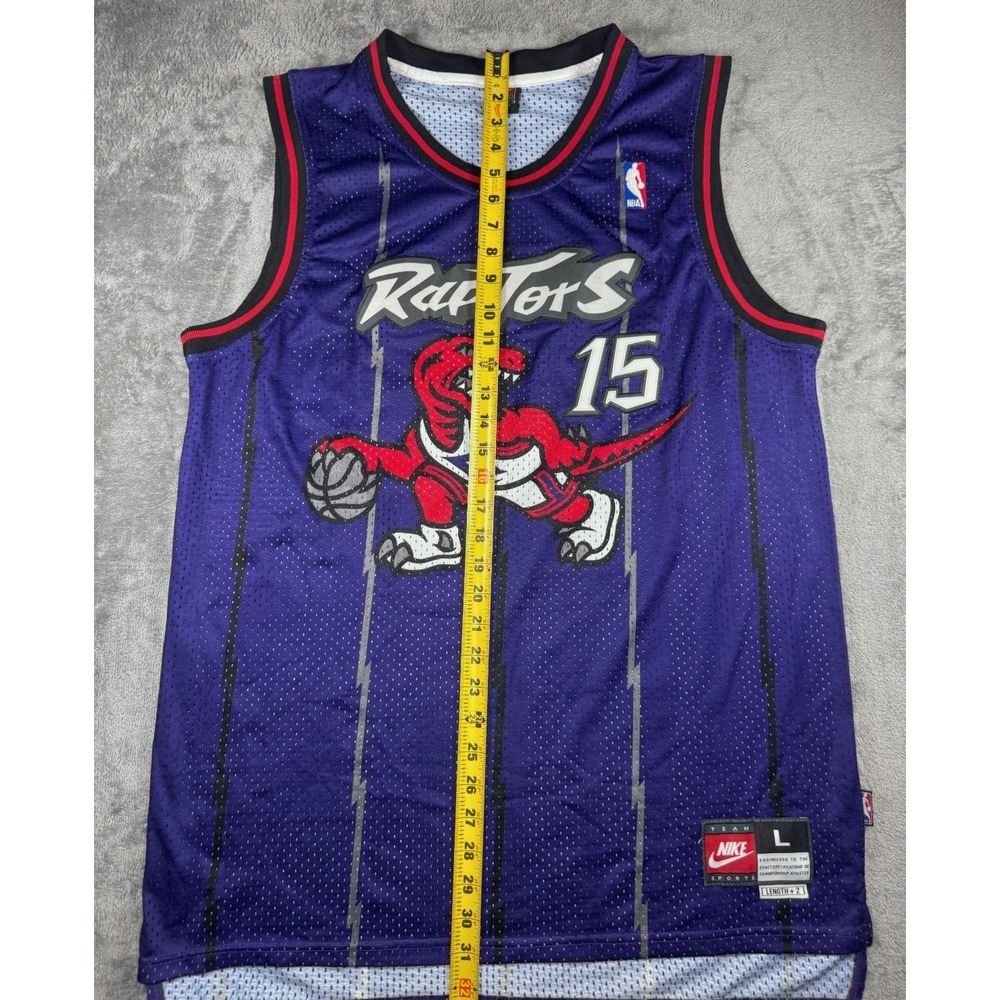 VTG Nike Vince Carter #15 Toronto Raptors Jersey Dino Purple Size L +2 Y2K NBA - Picture 2 of 16